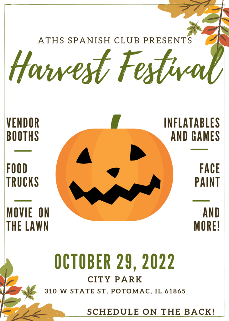 Poster for the ATHS Spanish Club Harvest Festival